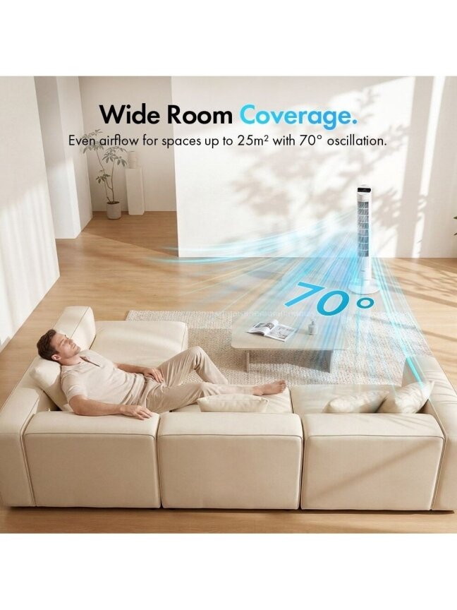 40 collu torņa ventilators ar Wi-Fi – balts 1