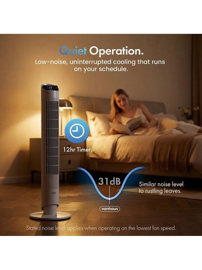 40 collu torņa ventilators ar Wi-Fi – balts 5