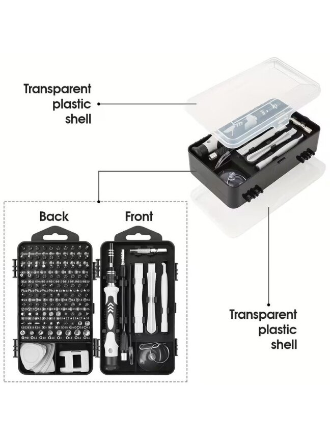 115-in-1 professional magnetic screwdriver set with special bits. 1