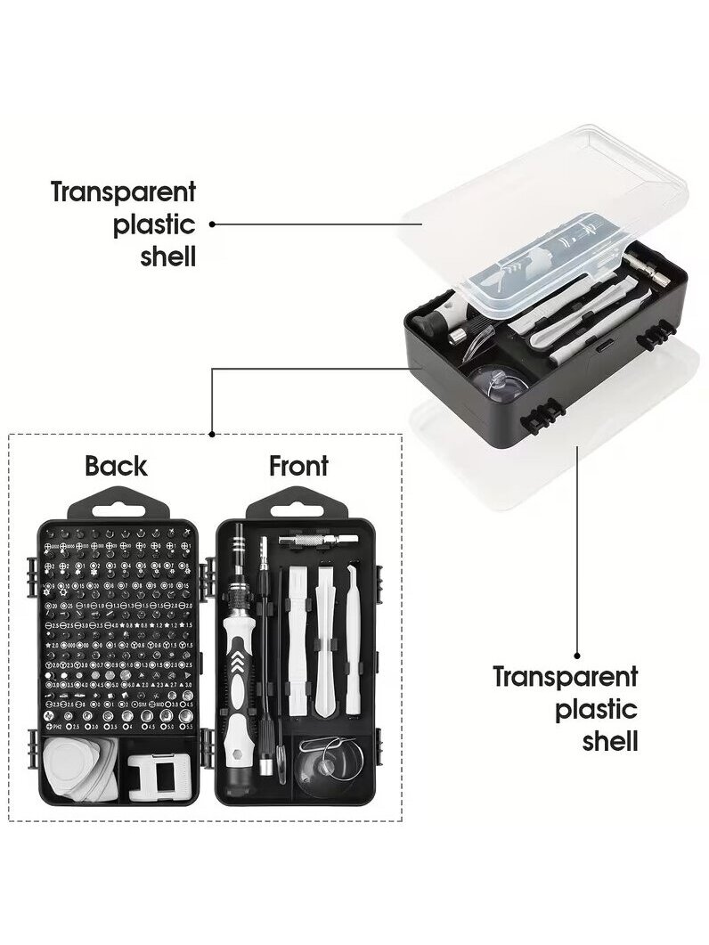 115-in-1 professional magnetic screwdriver set with special bits. 1