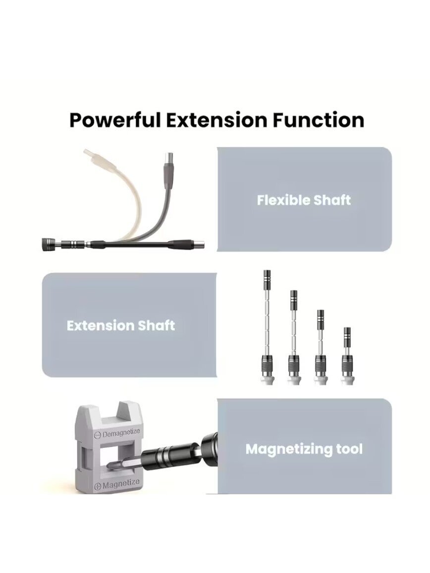 115-in-1 professional magnetic screwdriver set with special bits. 2