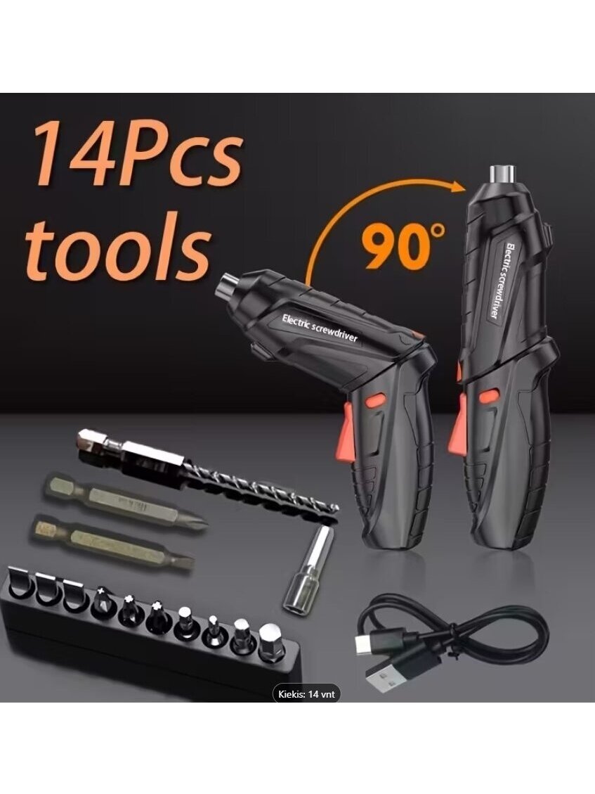 14-in-1 Rechargeable Electric Screwdriver Set with Mini Foldable Drill 7 14-in-1 Rechargeable Electric Screwdriver Set with Mini Foldable Drill 7