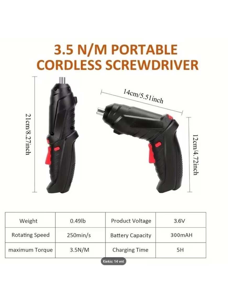 14-in-1 Rechargeable Electric Screwdriver Set with Mini Foldable Drill 1