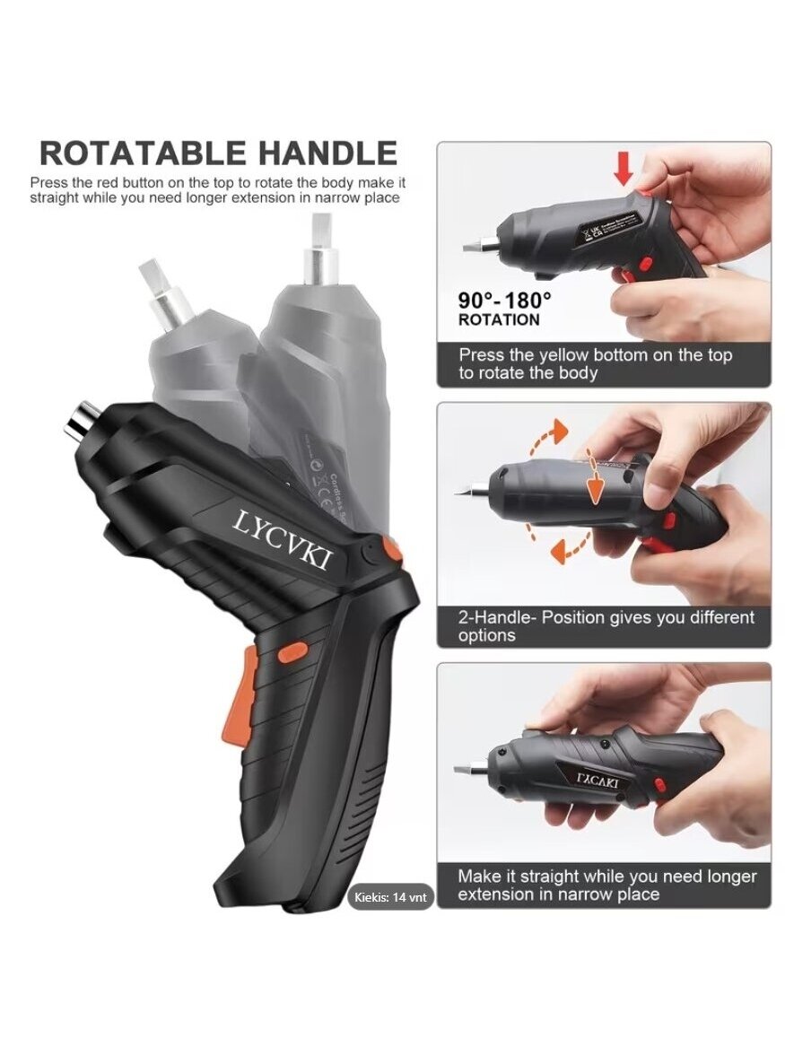 14-in-1 Rechargeable Electric Screwdriver Set with Mini Foldable Drill 2