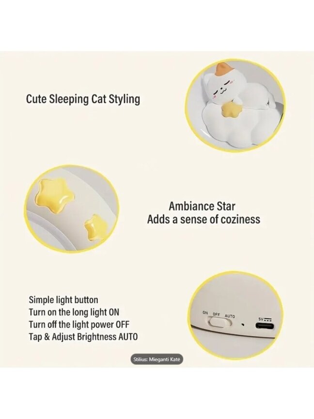 1 pc Sleeping Cat Night Light 5