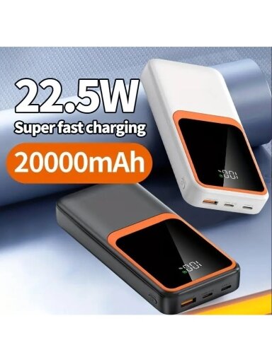 Power Bank 20 000 mAh z wyświetlaczem LED poziomu baterii