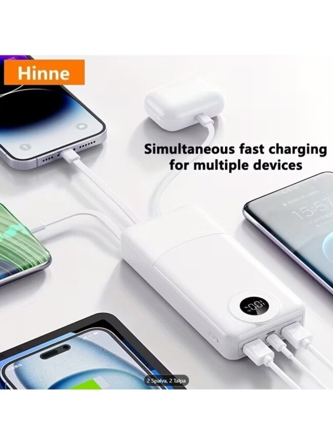 20000mAh Power Bank with Integrated 4-in-1 USB Type-C Cable – Universal Charger 4