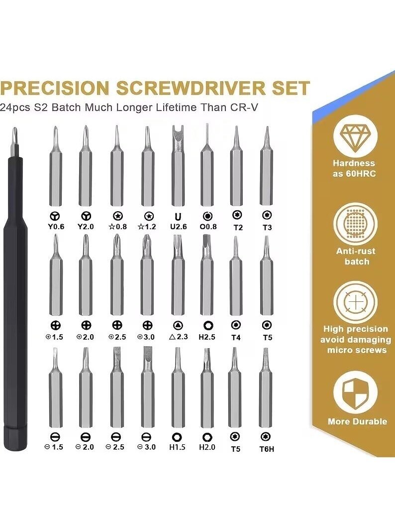 25-in-1 mini screwdriver set for small electronics and precision repair work. 1