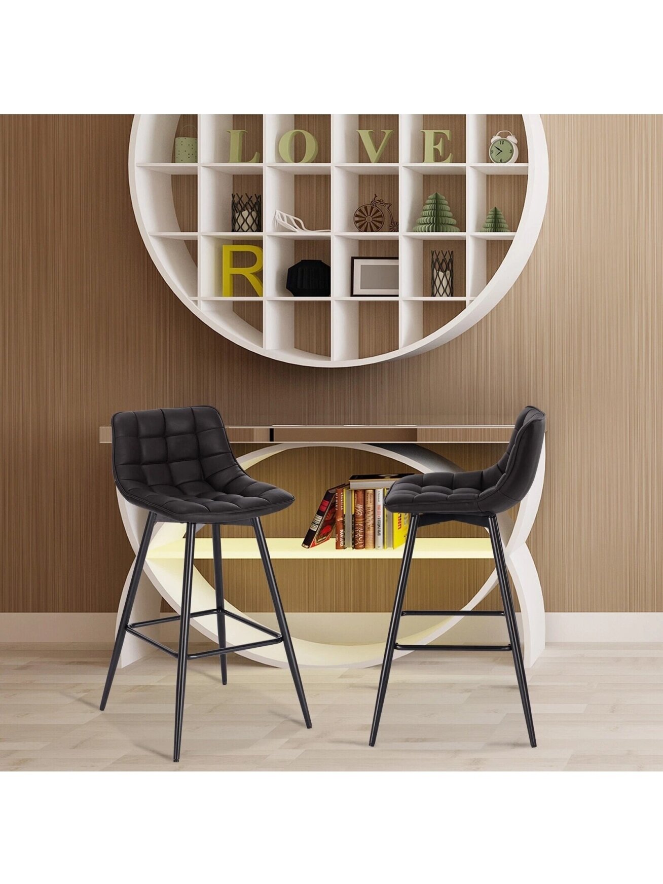2 pcs bar stools, artificial leather, anthracite color