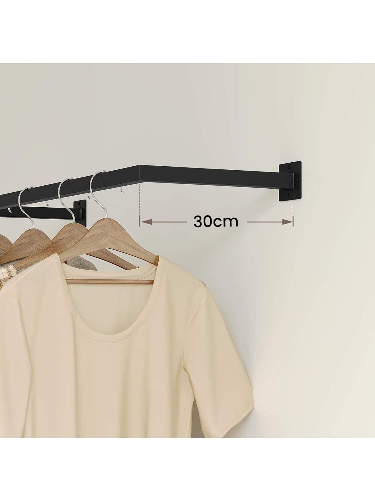 2 tk seinale kinnitatavad riidenagid, mustad, 114 cm 4