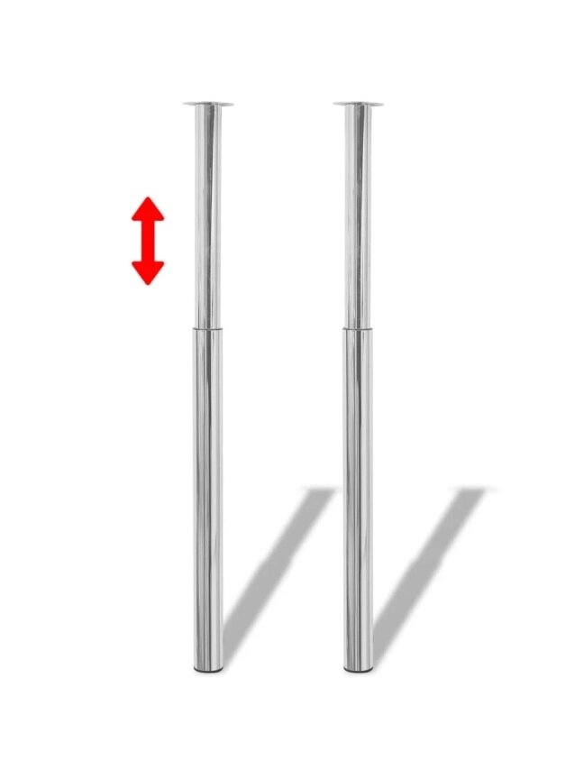 2 Telescopic Table Legs, Chrome, 710–1100 mm