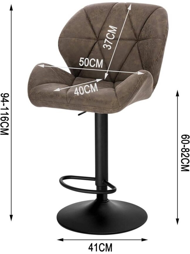 Set of 2 Bar Stools with Adjustable Backrest and Softly Padded PU Seat, Dark Brown, Faux Leather 3 Set of 2 Bar Stools with Adjustable Backrest and Softly Padded PU Seat, Dark Brown, Faux Leather 3