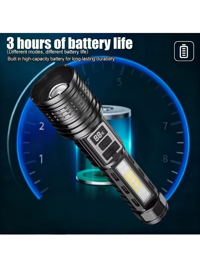2 pcs Rechargeable LED Flashlights with 7 Modes, Zoom Function and Type-C Charging 2