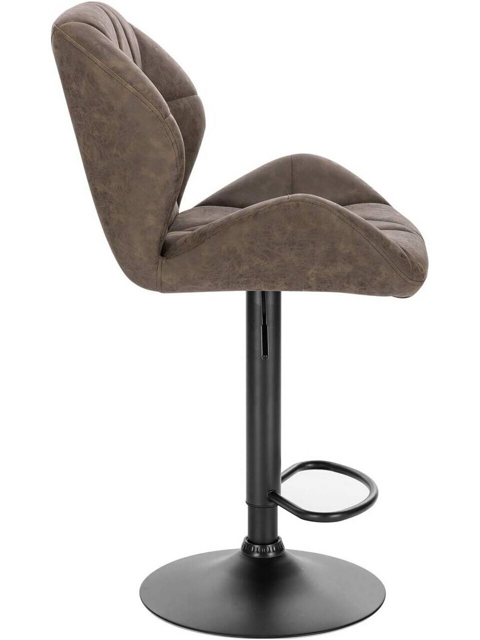 Set of 2 Bar Stools with Adjustable Backrest and Softly Padded PU Seat, Dark Brown, Faux Leather 4 Set of 2 Bar Stools with Adjustable Backrest and Softly Padded PU Seat, Dark Brown, Faux Leather 4