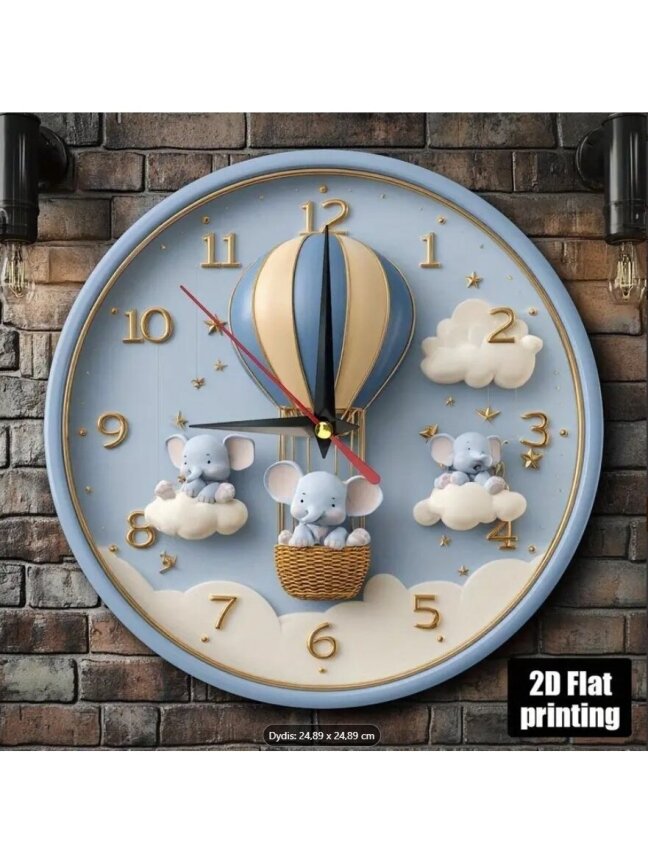 2D Flat Hot Air Balloon Theme with Baby Elephants