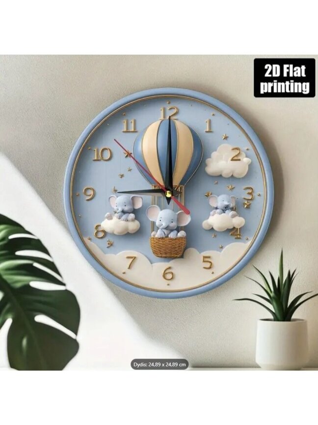 2D Flat Hot Air Balloon Theme with Baby Elephants 1