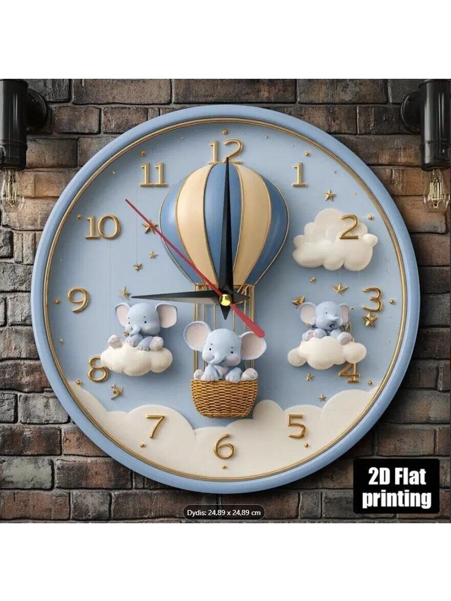 2D Flat Hot Air Balloon Theme with Baby Elephants