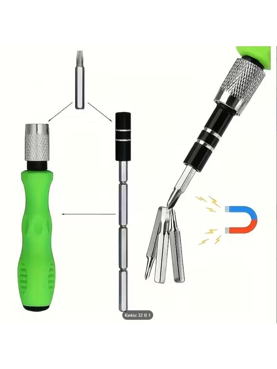 32-in-1 kruvikeerajate komplekt – magnetiline kroom-vanaadiumterasest komplekt 2