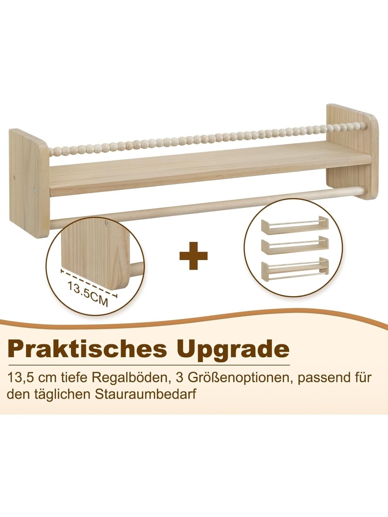 3 lastetoa seinariiulite komplekt, 60 cm, valmistatud täispuidust. 7