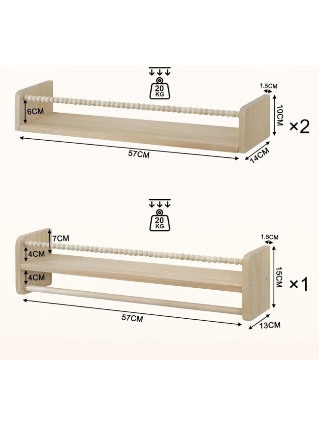 3 laste raamaturiiuli komplekt, 40 cm seinariiulid lastetuppa. 5