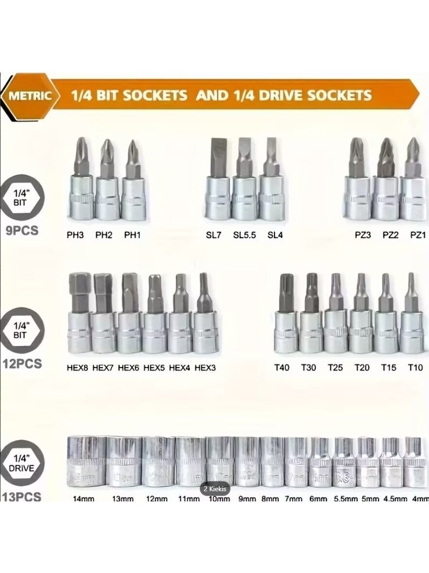 46-piece durable metal car mechanic tool set with socket wrench and ratchet. 5