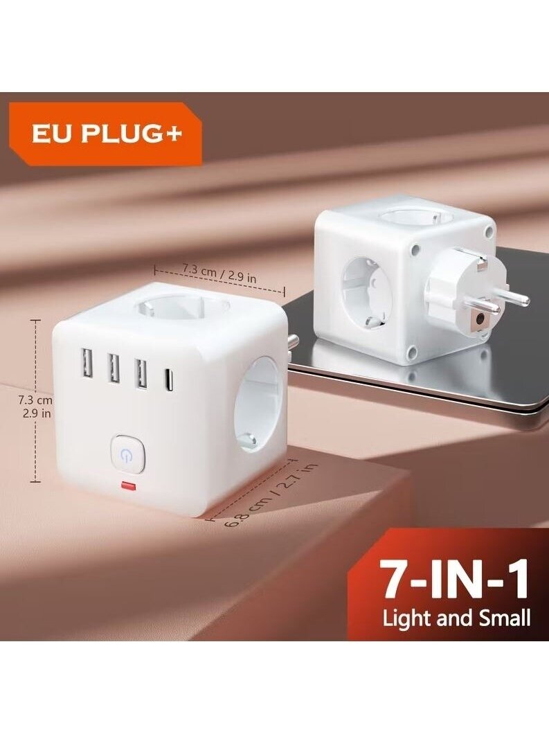 7-in-1 Power Strip with 3 AC Outlets, 3 USB Ports and 1 Type-C Port 3 7-in-1 Power Strip with 3 AC Outlets, 3 USB Ports and 1 Type-C Port 3