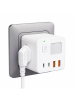 8-in-1 EL pistikupesade plokk USB, Type-C ja reguleeritava öölambiga.