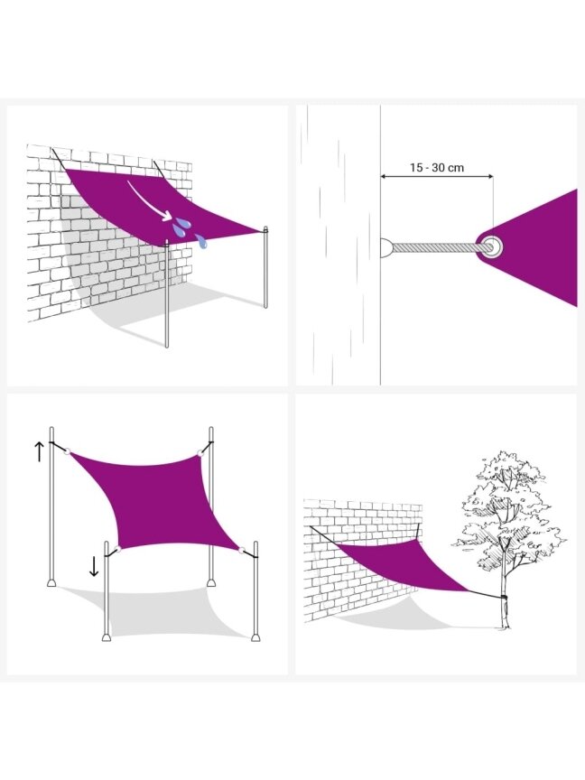 Sun shade sail, protection from sun and sand, 8×5 m, 100% Oxford polyester 2
