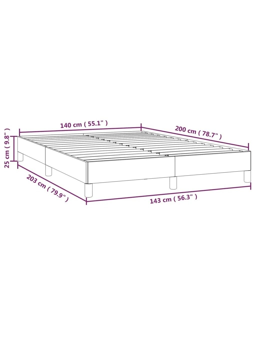 Bed Frame Without Mattress, Dark Grey, 140x200 cm, Fabric 7 Bed Frame Without Mattress, Dark Grey, 140x200 cm, Fabric 7