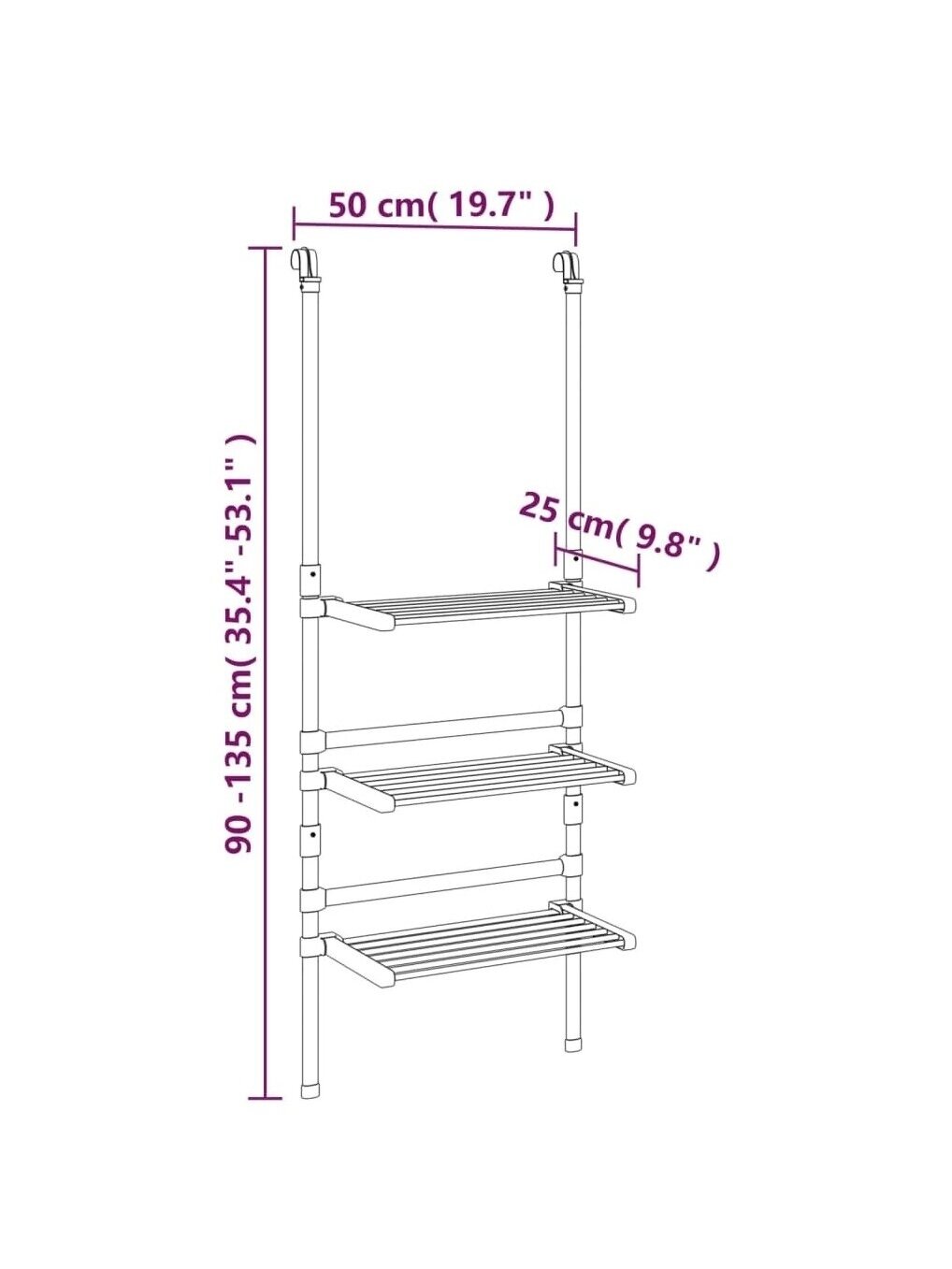 Hanging Laundry Dryer, 3-Tier, Aluminum 7