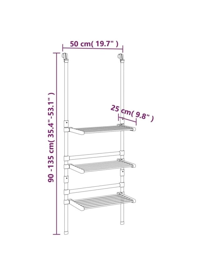 Hanging Laundry Dryer, 3-Tier, Aluminum 7