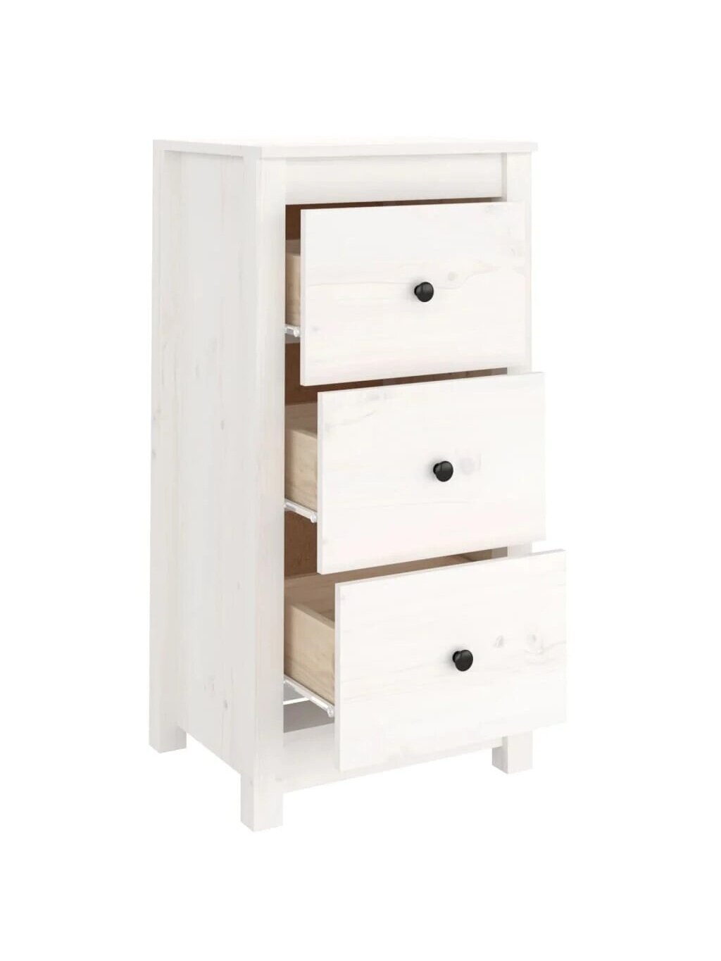 Bedside cabinets, 2 pcs, white, 40x35x80 cm, solid pine wood 6