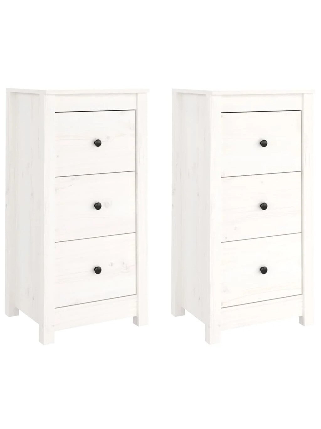 Bedside cabinets, 2 pcs, white, 40x35x80 cm, solid pine wood 1