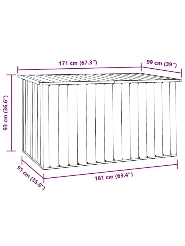Garden storage box, grey color, 171×99×93 cm 8