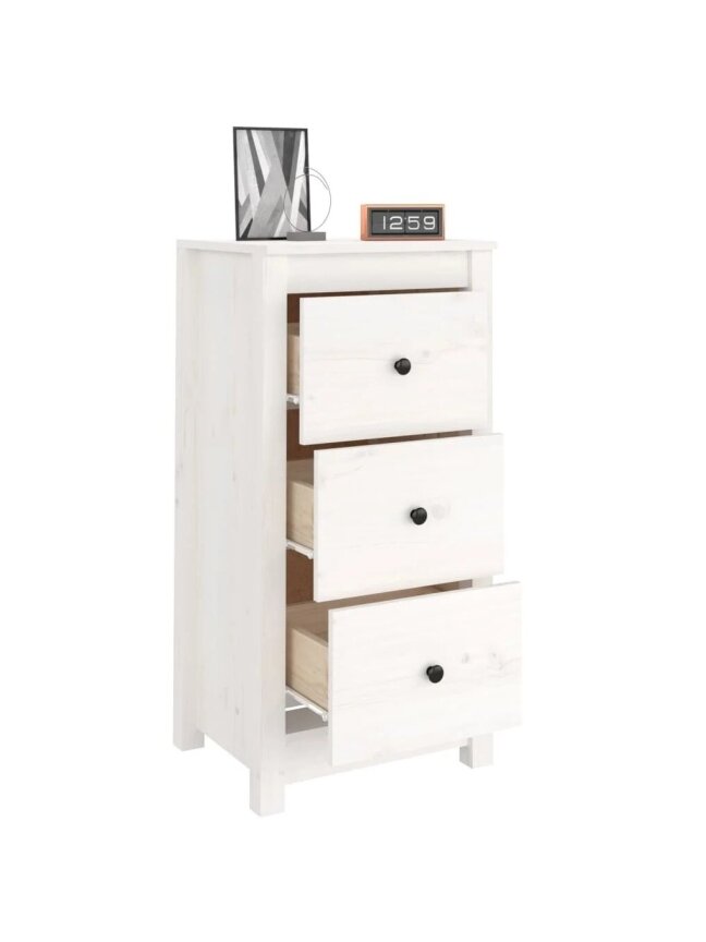 Bedside cabinets, 2 pcs, white, 40x35x80 cm, solid pine wood 2
