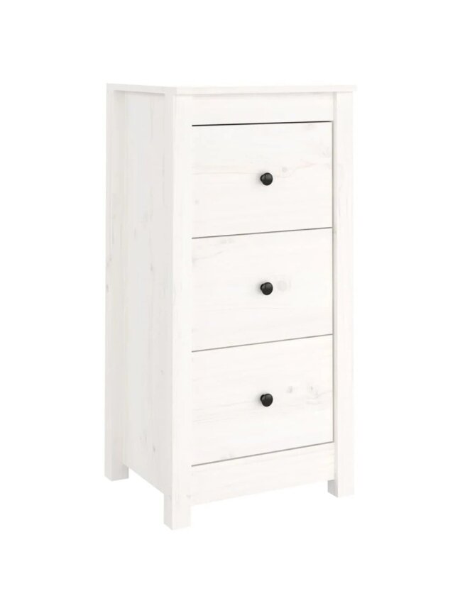 Bedside cabinets, 2 pcs, white, 40x35x80 cm, solid pine wood 5