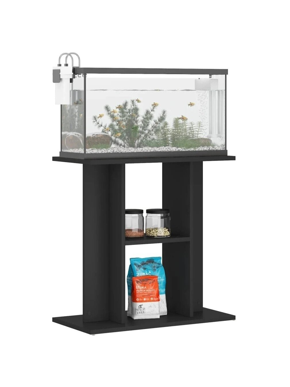 Aquarium Stand, Black, 60x30x60 cm, Treated Wood 2 Aquarium Stand, Black, 60x30x60 cm, Treated Wood 2