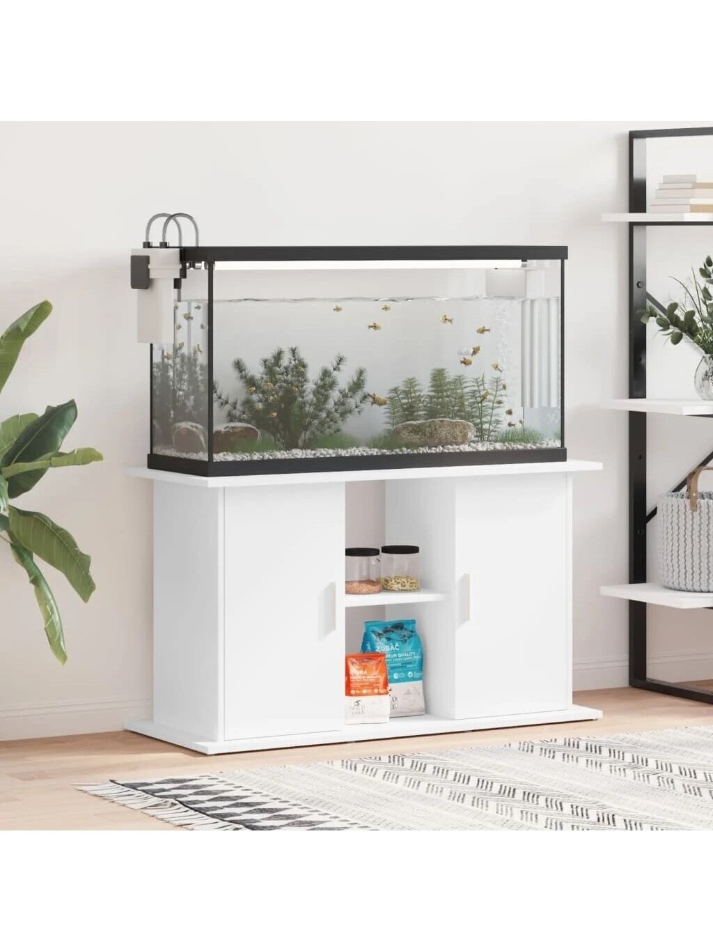 Akvariumo stovas, baltos spalvos, 101x41x58cm, apdirbta mediena