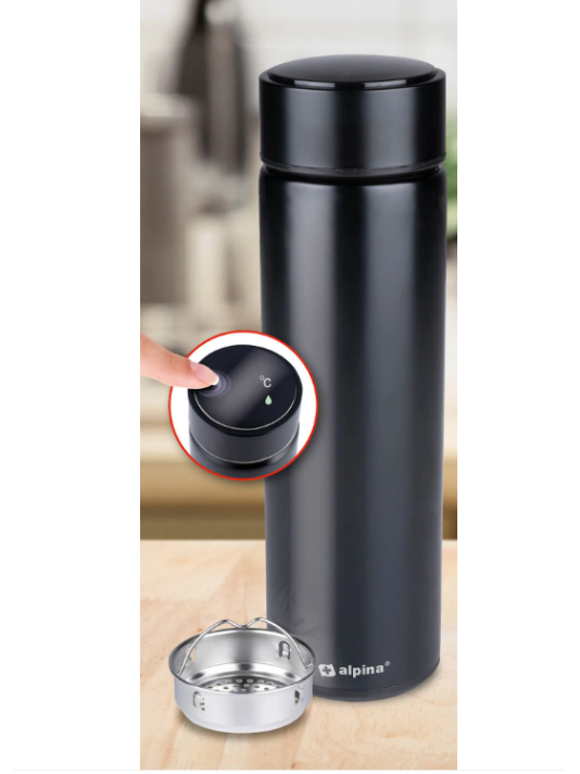 Alpina | Digital Thermos 480 ml | LED Display – Stainless Steel