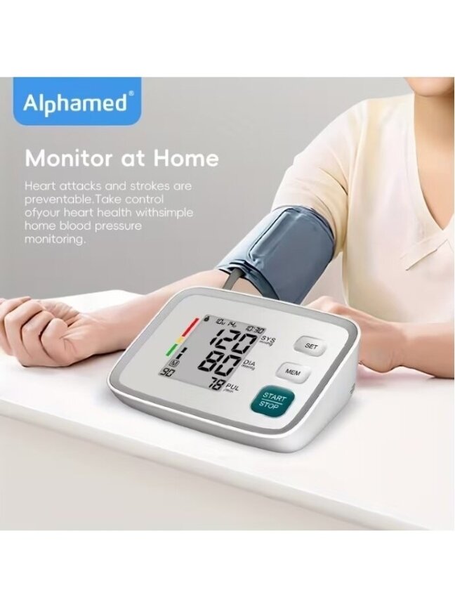 ALPHAMED digitālais asinsspiediena mērītājs ar lielu displeju un 2×90 atmiņu 5