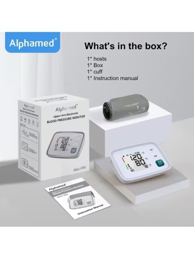 ALPHAMED digitālais asinsspiediena mērītājs ar lielu displeju un 2×90 atmiņu 6