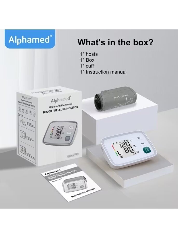 ALPHAMED digitālais asinsspiediena mērītājs ar lielu displeju un 2×90 atmiņu 6