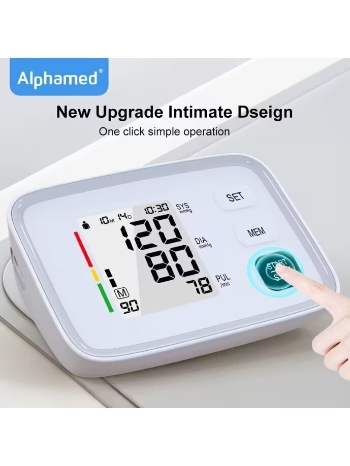 ALPHAMED digitālais asinsspiediena mērītājs ar lielu displeju un 2×90 atmiņu 3