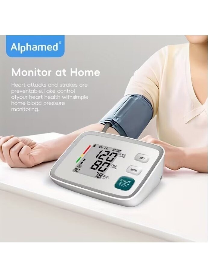 ALPHAMED digitālais asinsspiediena mērītājs ar lielu displeju un 2×90 atmiņu 5