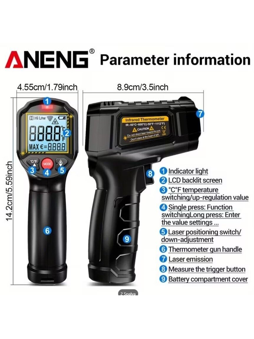 ANENG TH202 Non-Contact Thermometer – Hygrometer with LCD Display 3