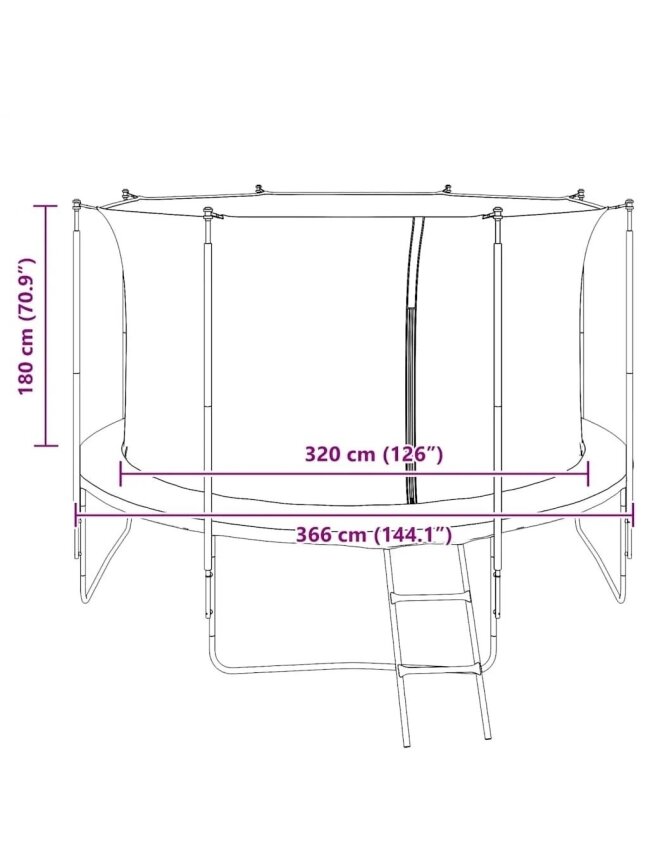 Apsauginis tinklelis 3,66m apvaliam batutui 7