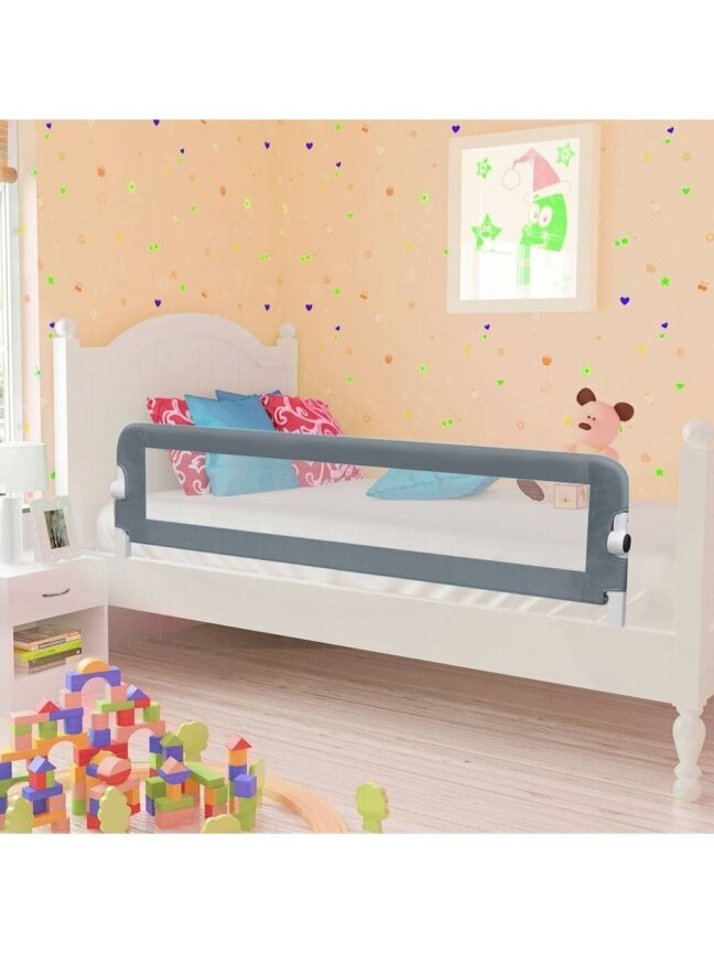 Bed Safety Rail for Kids, Grey, 150x42cm, Polyester