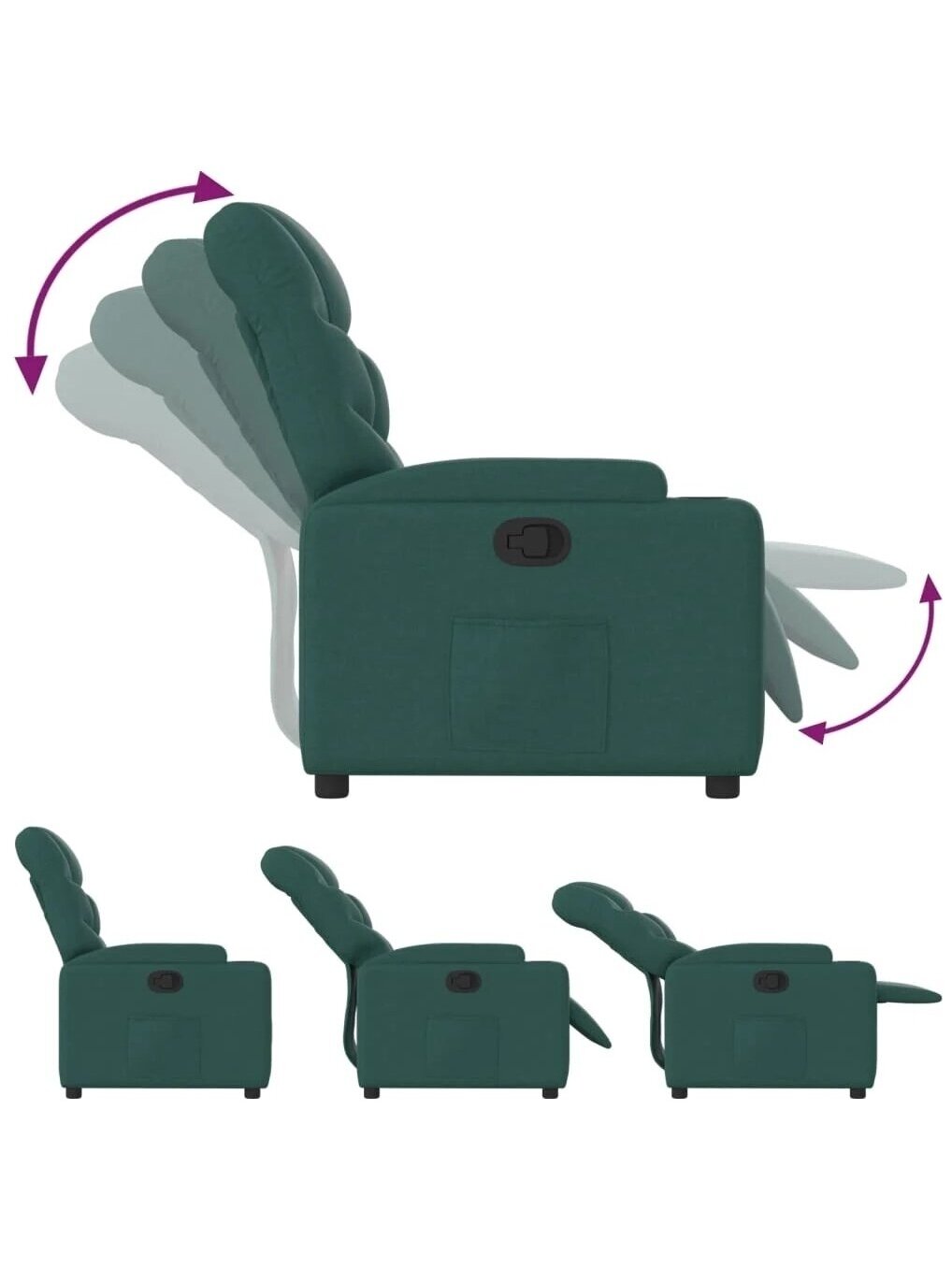 Reclining armchair, dark green color, fabric 5 Reclining armchair, dark green color, fabric 5