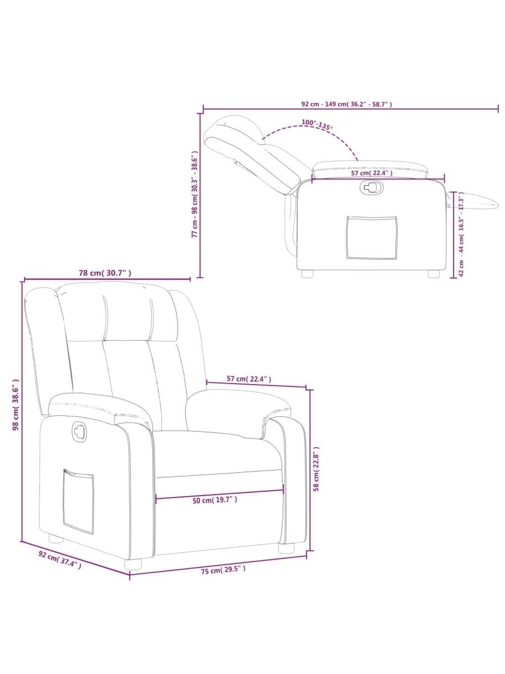 Recliner chair, cappuccino color, faux leather 10 Recliner chair, cappuccino color, faux leather 10