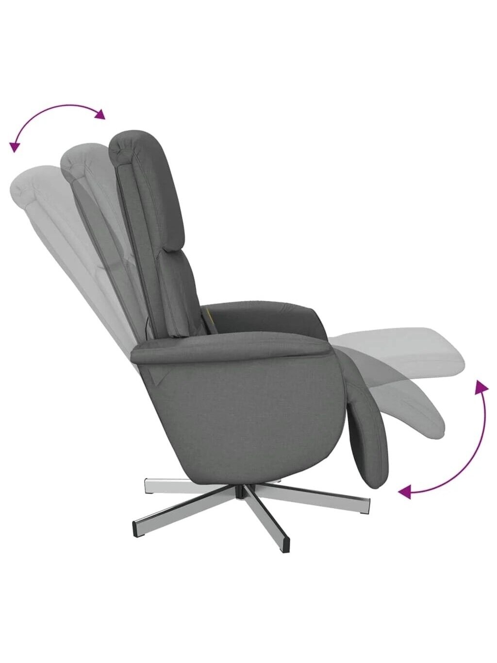 Reclining Massage Chair with Footrest, Dark Grey, Fabric 6 Reclining Massage Chair with Footrest, Dark Grey, Fabric 6